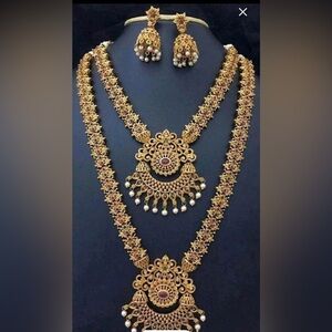 Gold plated Indian wedding necklace set